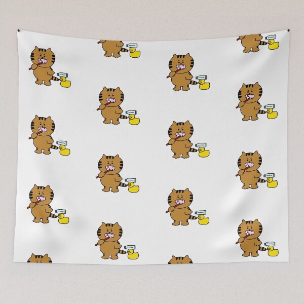 Item preview, a Cat and a Duck brushing teeth designed and sold by superbaechoo.