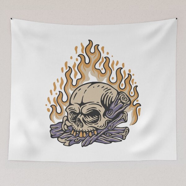 Item preview, Flaming Skull on Logs designed and sold by DreamMaden.
