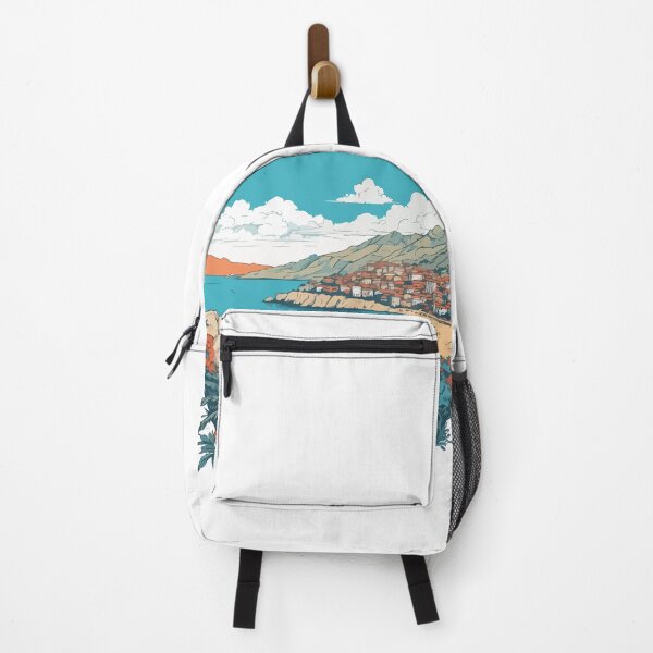 Item preview, Colorful Coastal Albania Landscape | Town, Beach, and Flowers designed and sold by TurtleDojo.