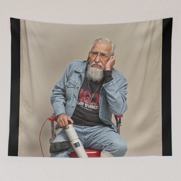 Item preview, Distinguished Old Man in a Denim Jacket designed and sold by KALEIDOSCOPE UK.