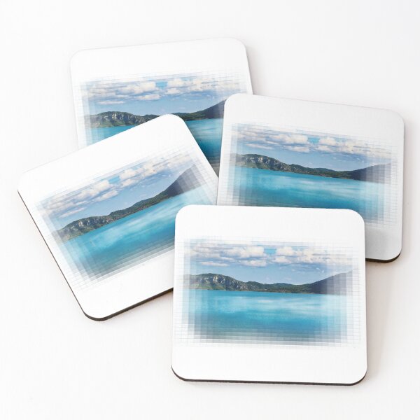Item preview, blue lake progressively dissolving into squares designed and sold by seasandlands.