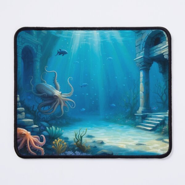 Item preview, Awesome Octopuses among old underwater ruins in rays of light. designed and sold by Andrey-Myagkov.