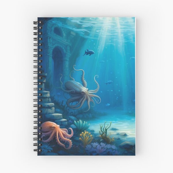Item preview, Awesome Octopuses among old underwater ruins in rays of light. designed and sold by Andrey-Myagkov.