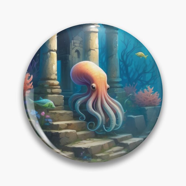 Item preview, Awesome Octopuses among old underwater ruins in rays of light. designed and sold by Andrey-Myagkov.