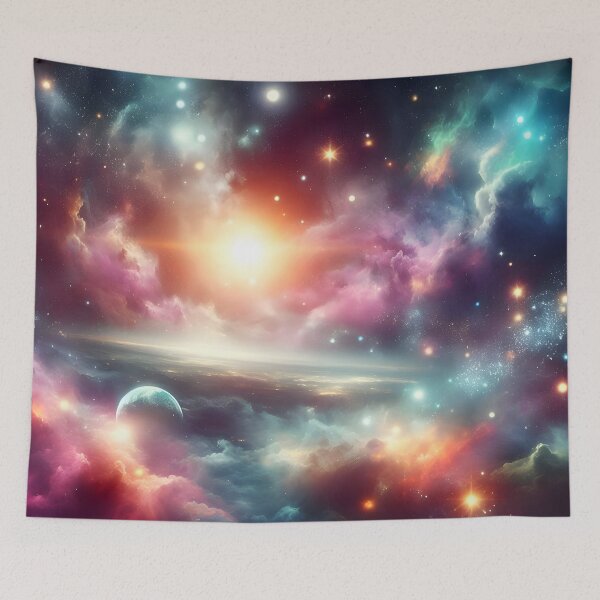 Item preview, Stunning space image with nebulas, stars, and a planet - a cosmic masterpiece! designed and sold by PandaTShirtShop.