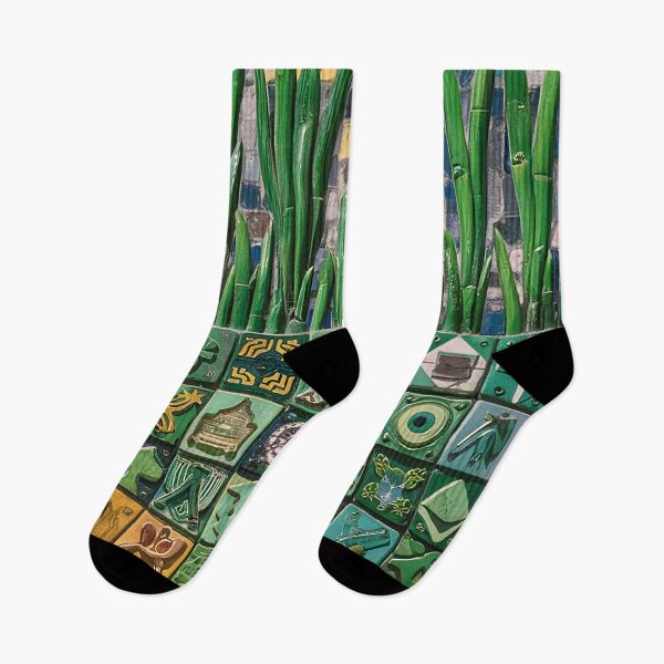 Item preview, Mosiac Wall Style Wild Green Grass Colored Block Patterns designed and sold by Loving Nature Gifts.