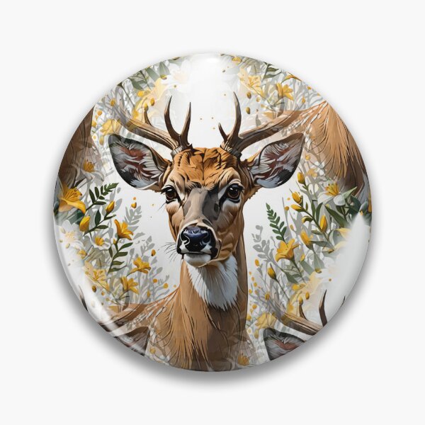 Item preview, White-tailed deer Surrounded By Yellow Jessamine Pattern designed and sold by taiche.