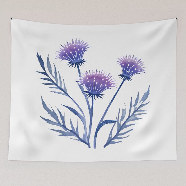 Item preview, Watercolor blue thistle flower designed and sold by Petalette.