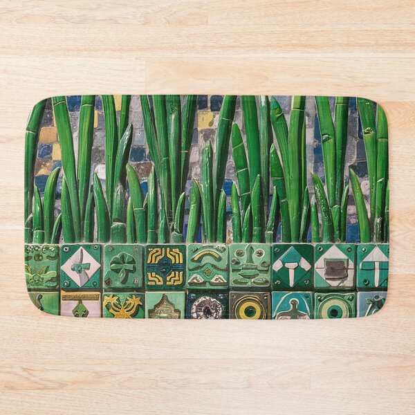 Item preview, Mosiac Wall Style Wild Green Grass Colored Block Patterns designed and sold by Loving Nature Gifts.