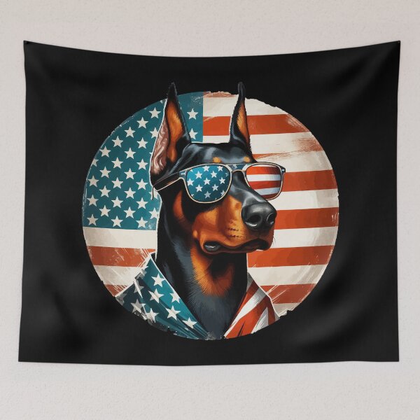 Item preview, Funny Doberman American Flag 4th Of July designed and sold by TomFrontierArt.