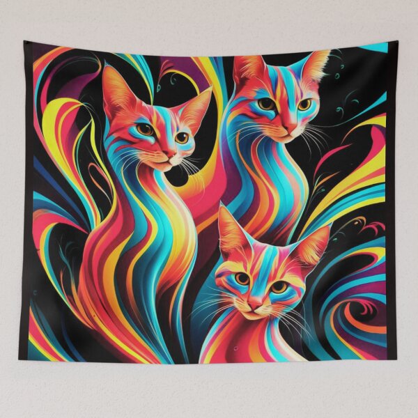 Item preview, cats in vibrant, bold colors  designed and sold by aipaint.