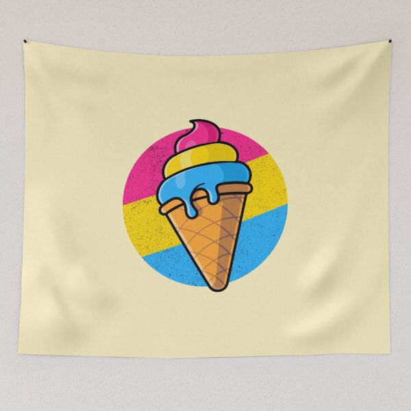 Aperçu de l'œuvre Cornet de crème glacée du drapeau de la fierté pansexuelle créée et vendue par everything4eva.