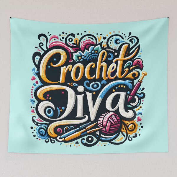 Item preview, Crochet Diva, typography, pun designed and sold by maxmaj.