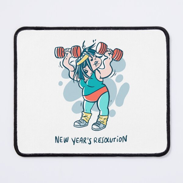 Item preview, Retro Nerd Girl's New Years Resolution working out illustration designed and sold by Carlazucchi.