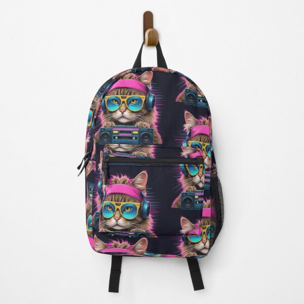 Item preview, A cat dressed in 80s style, complete with sunglasses, a neon headband designed and sold by designdukan.