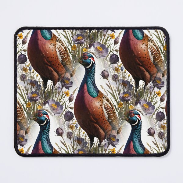 Item preview, Ring-necked Pheasant Surrounded By American Pasque Flower Pattern designed and sold by taiche.