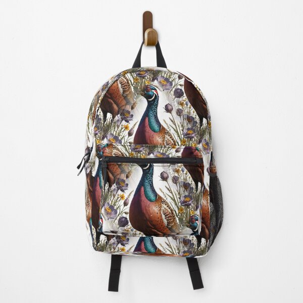 Item preview, Ring-necked Pheasant Surrounded By American Pasque Flower Pattern designed and sold by taiche.