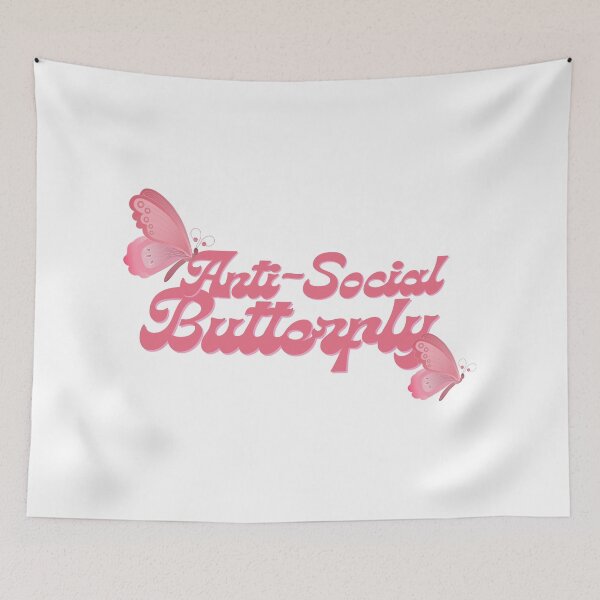 Item preview, Anti-Social Butterfly Dark Pink Font designed and sold by tranquil-haven.