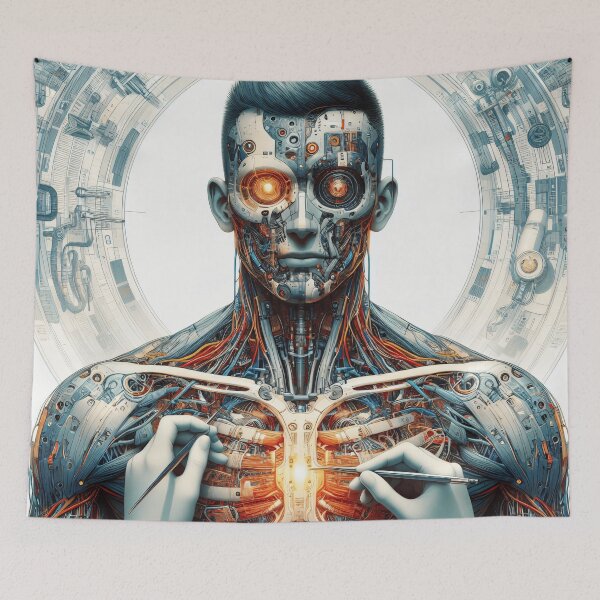 Aperçu de l'œuvre Symphonie cybernétique : l'art de la mécanique humaine créée et vendue par PrayMerch.