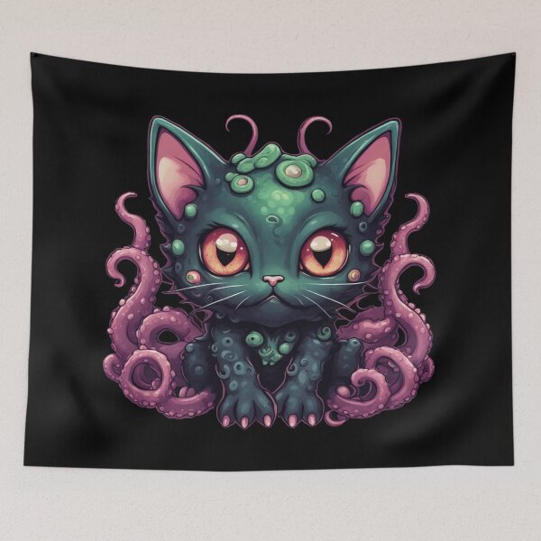 Item preview, Cathulhu, Lovecraft Cat, Tentacles, Kawaii Horror designed and sold by Burn-Ego.