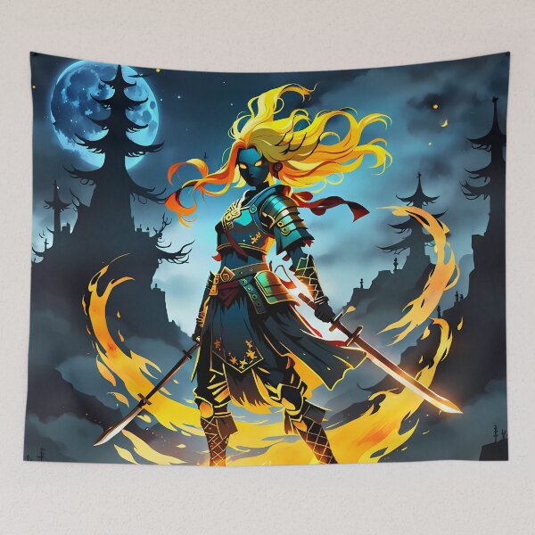 Item preview, Grunge Fiery Warrior Woman, Ai Generated Art  designed and sold by ACC .