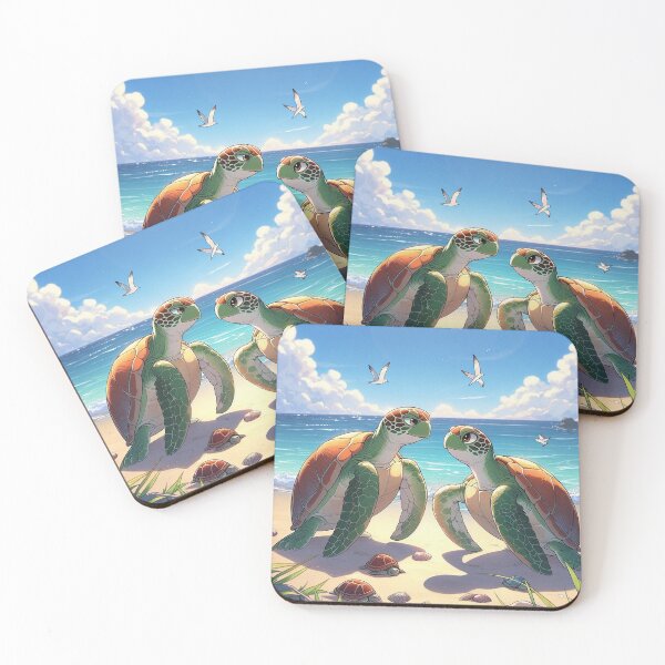 Item preview, Anime-style beach romance: turtles show how true love is! designed and sold by FotoworldEdel.