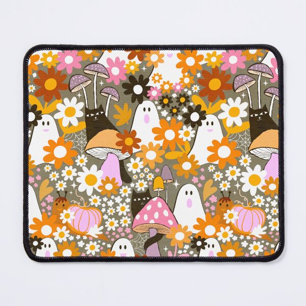 Item preview, Whimsy Halloween Retro Cats and Ghosts Cottagecore Garden Party - Orange Kaki designed and sold by Dominiquevari.