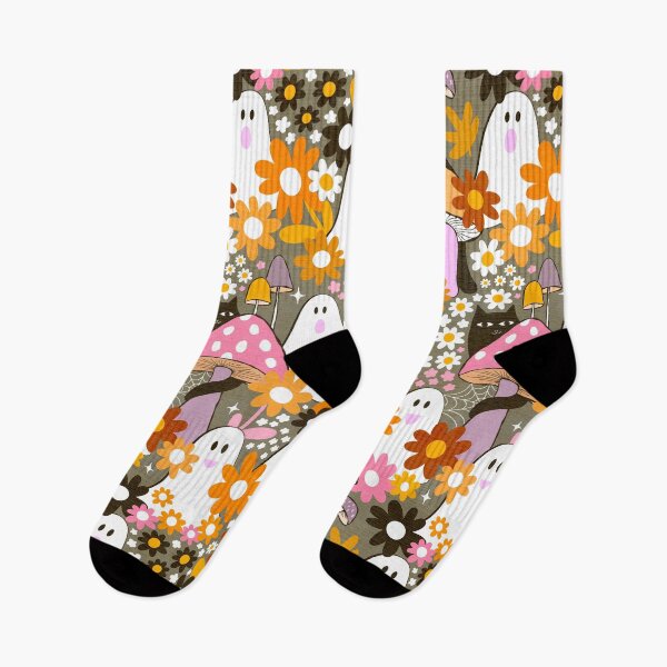 Item preview, Whimsy Halloween Retro Cats and Ghosts Cottagecore Garden Party - Orange Kaki designed and sold by Dominiquevari.