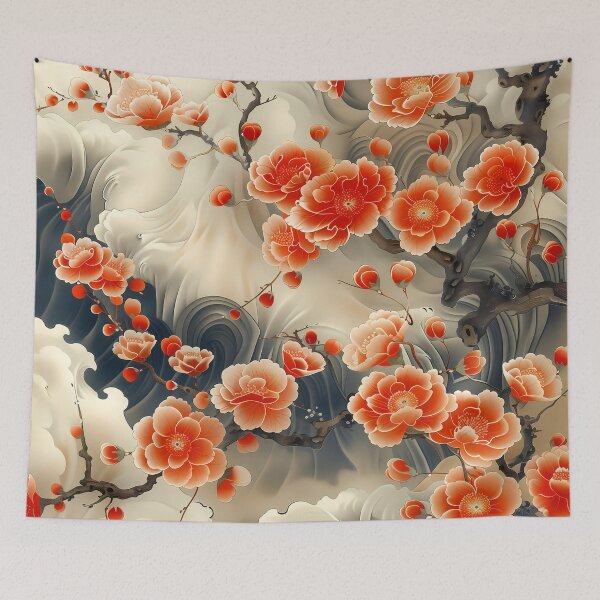 Artikelvorschau, Japanisches Blumenmuster entworfen und verkauft von Print2Harbor.