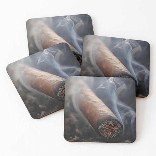 Item preview, Elegance of a Close-Up Lit Cigar with Softly Blurred Background and Refined Relaxation designed and sold by OlfactoART Studio.