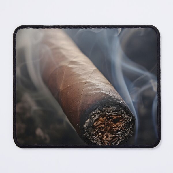 Item preview, Elegance of a Close-Up Lit Cigar with Softly Blurred Background and Refined Relaxation designed and sold by OlfactoART Studio.