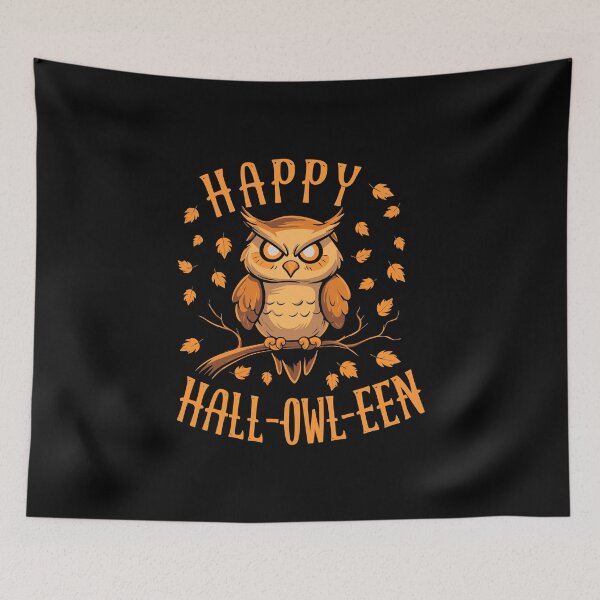 Item preview, Happy Hall-owl-een Halloween owl spooky  designed and sold by w1ckerman.