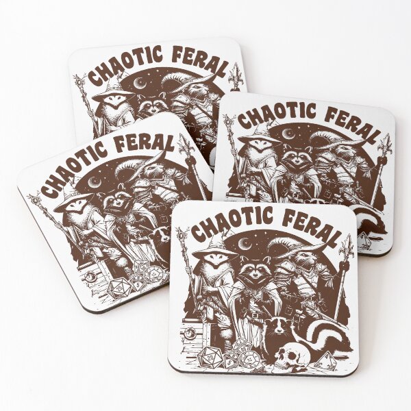 Item preview, DND Funny RPG Alignment: Chaotic Feral. Trash animal party: critters, racoon, opossum, rat and skunk designed and sold by DungeonAtelier.