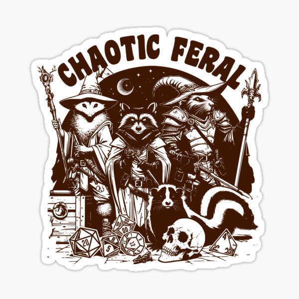Artikel-Vorschau von DND Funny RPG Ausrichtung: Chaotisch wild. Trash Animal Party: Viecher, Waschbär, Opossum, Ratte und Stinktier, designt und verkauft von DungeonAtelier.