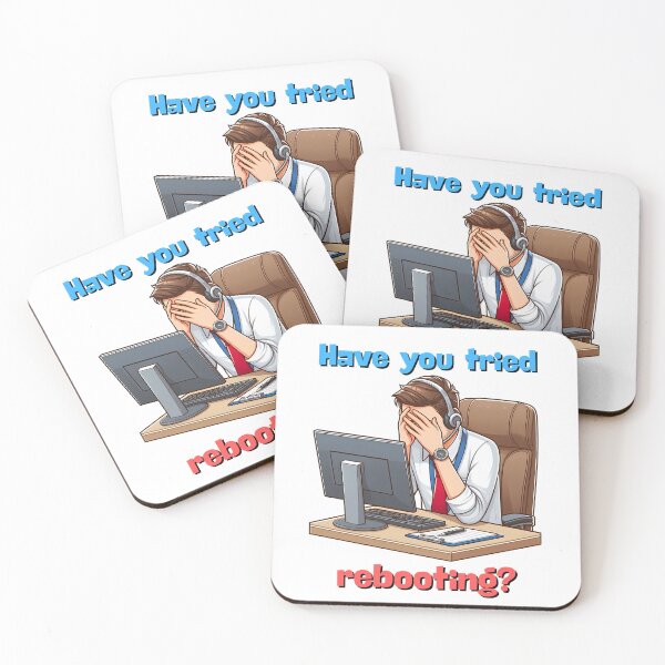 Item preview, Funny cartoon customer support engineer have you tried rebooting? designed and sold by TiredEngineer86.