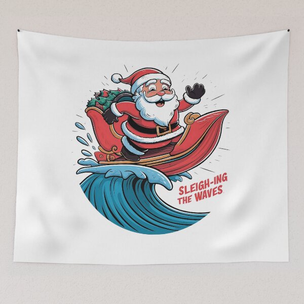 Item preview, Surfing Santa Sleighing the Waves happy summer Christmas designed and sold by Taans-Creation.