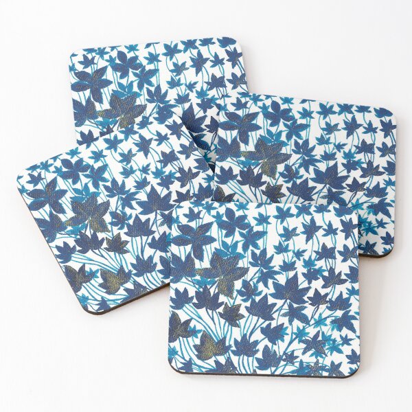 Item preview, Blue leaves with gold glitter designed and sold by AnnRu-art.
