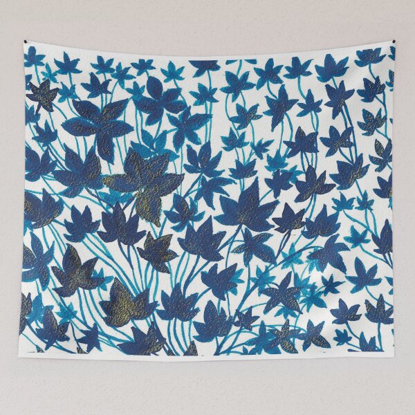 Item preview, Blue leaves with gold glitter designed and sold by AnnRu-art.