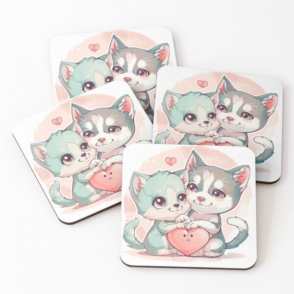 Item preview, Heartfelt Kawaii Cat and Dog Chibi Pattern designed and sold by JoyfulSeams.