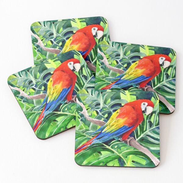 Item preview, Parrot in the Jungle, Scarel Macaw in Rainforest designed and sold by surenart.