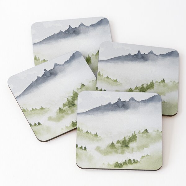 Item preview, Whispers of the Misty Mountains Watercolour Painting designed and sold by Varun Bhalerao.