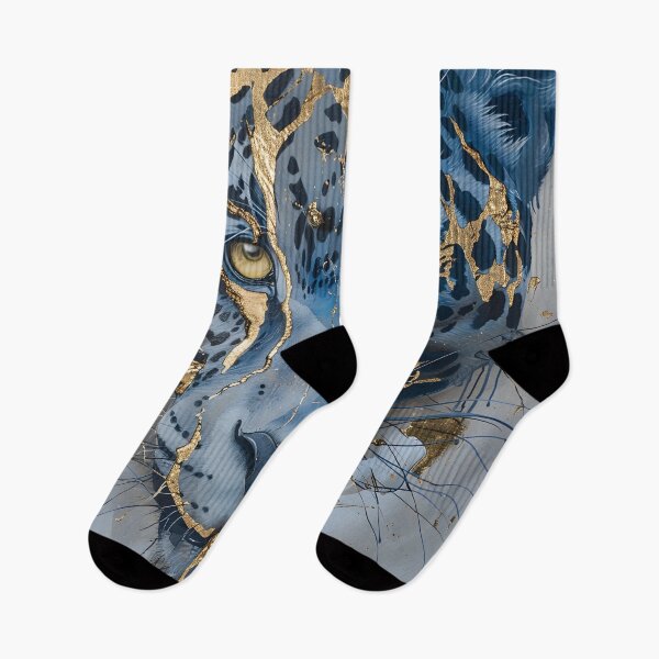Item preview, Stunning blue jaguar gold accent abstract print designed and sold by dcrc.