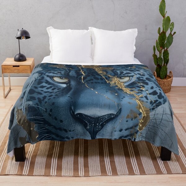 Item preview, stunning blue jaguar gold accent abstract print designed and sold by dcrc.