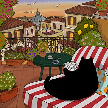 Artwork thumbnail, Stanis Reading on the Terrace by Stanis the Cat