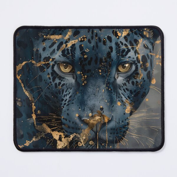 Item preview, stunning blue jaguar gold accent abstract print designed and sold by dcrc.