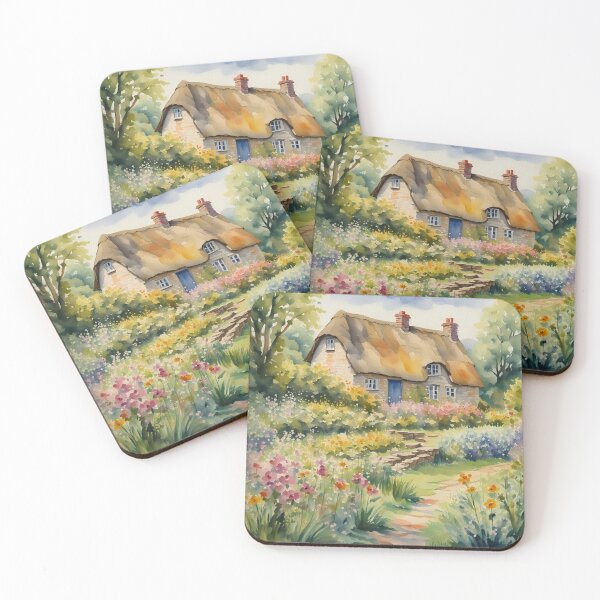 Item preview, Cotswold Cottage in Spring Watercolor Painting designed and sold by MeadowFarmPrint.
