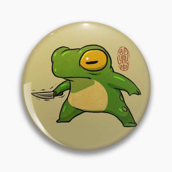 Item preview, knife wielding stabby gremlin frog artwork asian style designed and sold by DingHuArt.