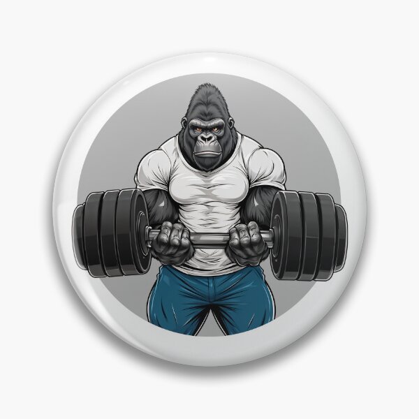 Item preview, gorilla with a dumbbell in his hands designed and sold by JoraArt.