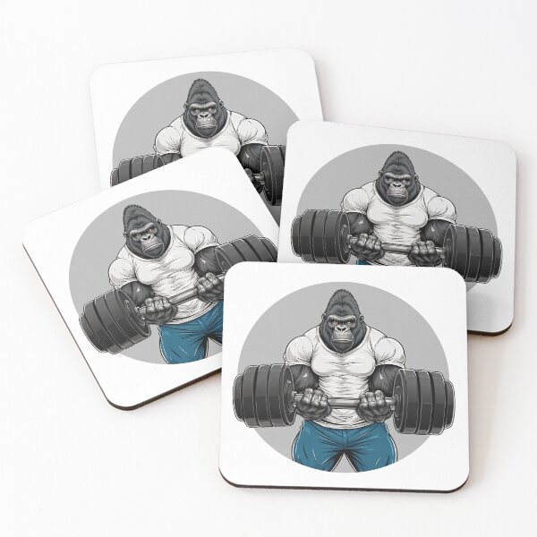 Item preview, gorilla with a dumbbell in his hands designed and sold by JoraArt.