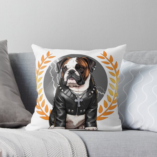 Item preview, bulldog in a leather jacket, rock and roll, biker, dog, bulldog designed and sold by JoraArt.